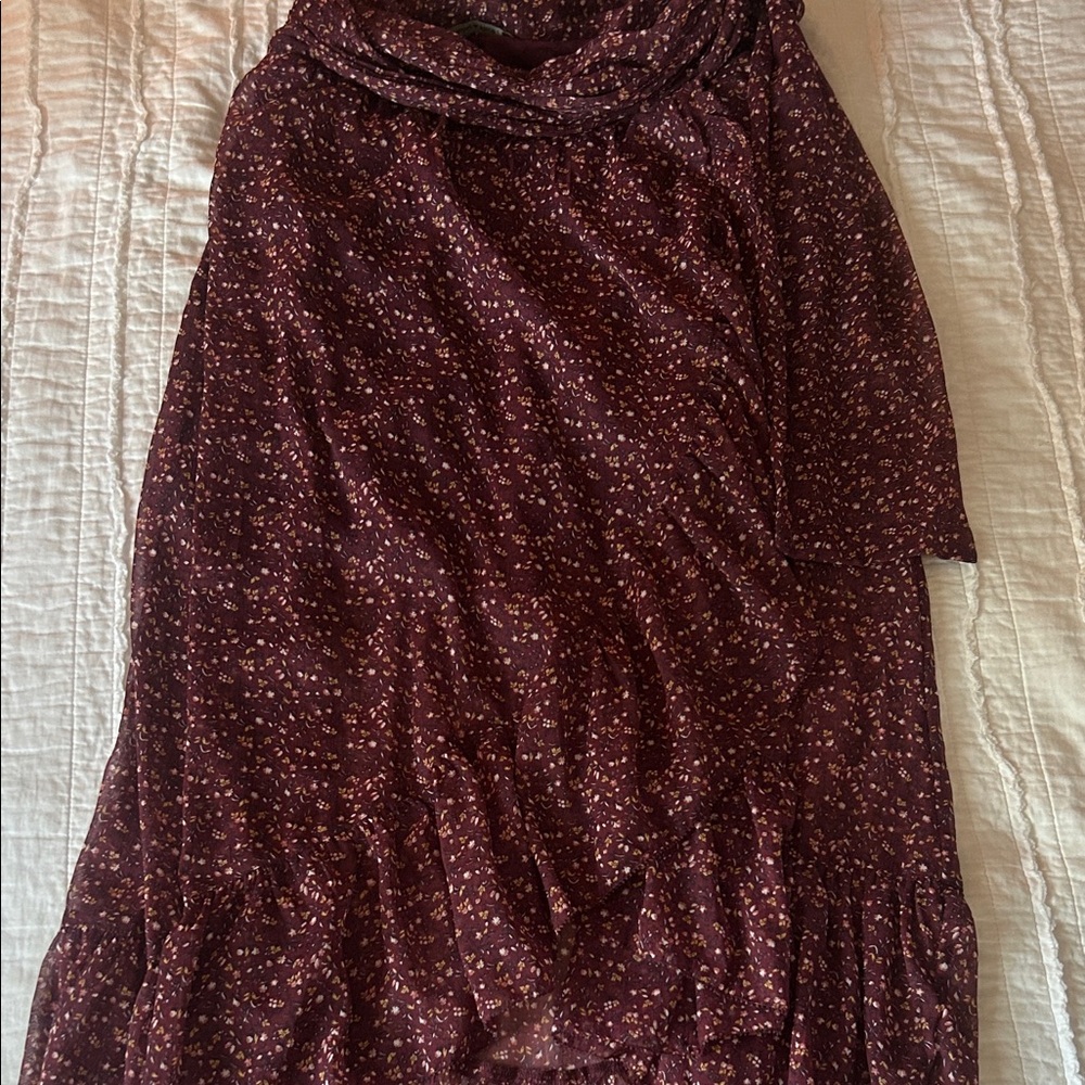 Abercrombie & Fitch Maroon Floral A-Line Skirt